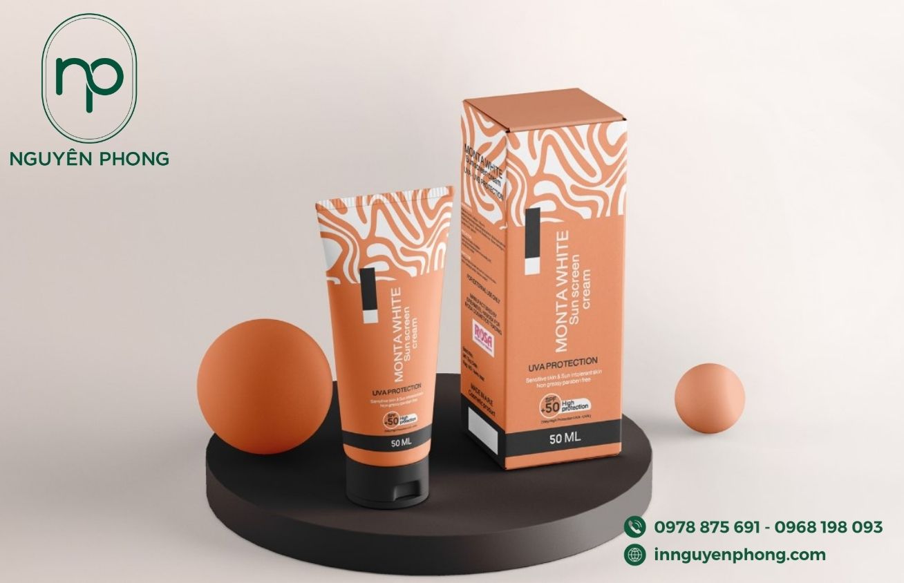 In hộp giấy đựng kem chống nắng nổi bật